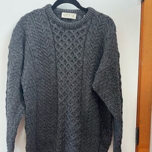 Orvis Dark Charcoal Cable Crewneck Sweater